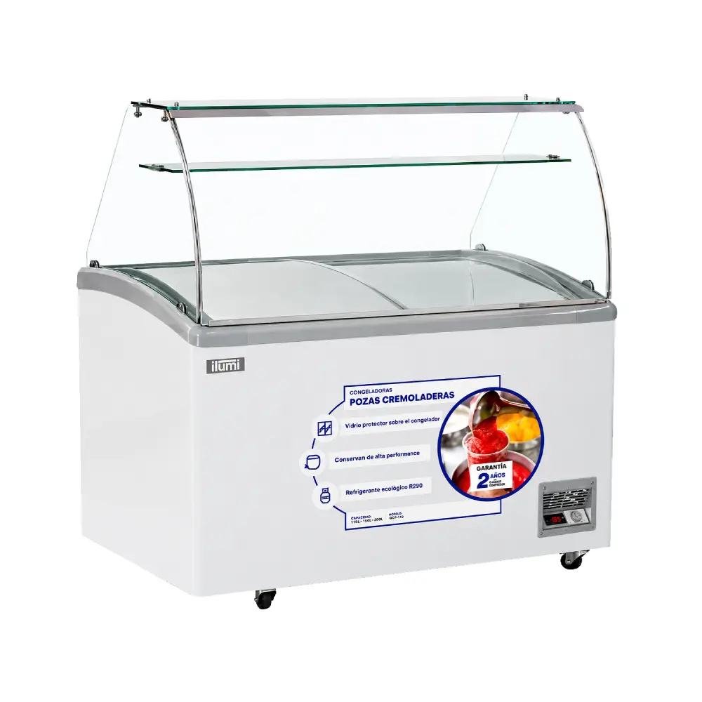 Congelador Heladero Ilumi TF-4200TG con 9 pozas